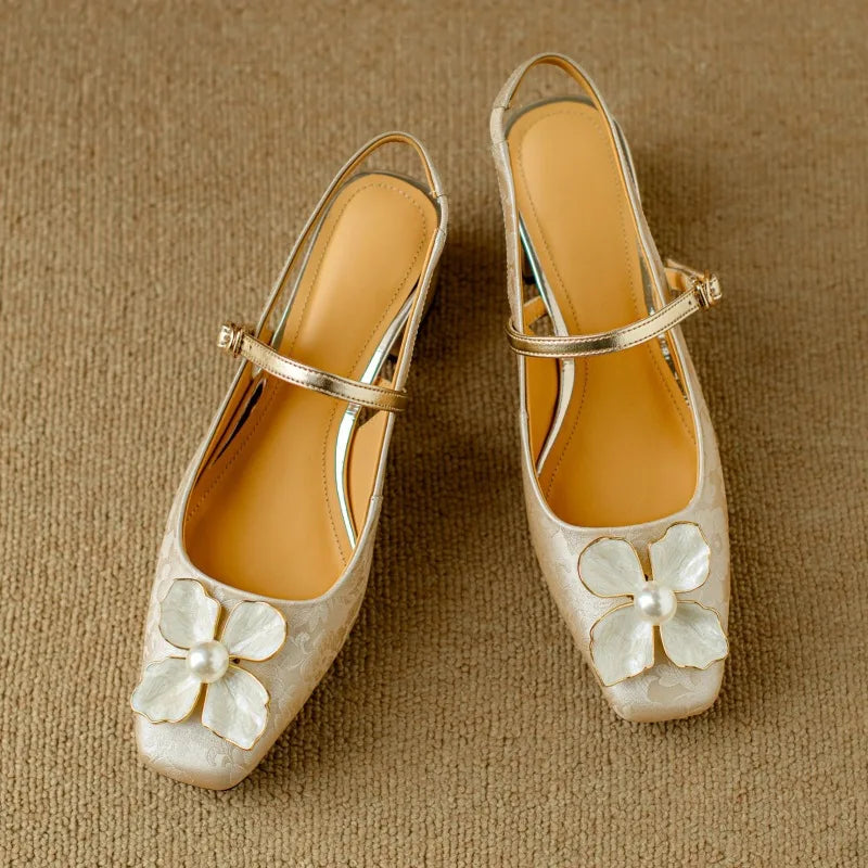 Evangeline | Elegant Floral Mary Jane Heels