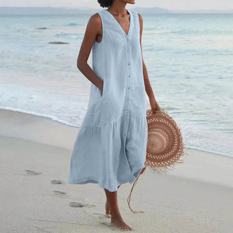 Delphine | Elegant Tiered Button-Front Midi Dress