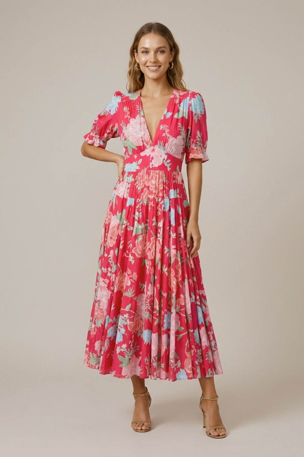 Seraphine | Romantic Floral Pleated Maxi Dress