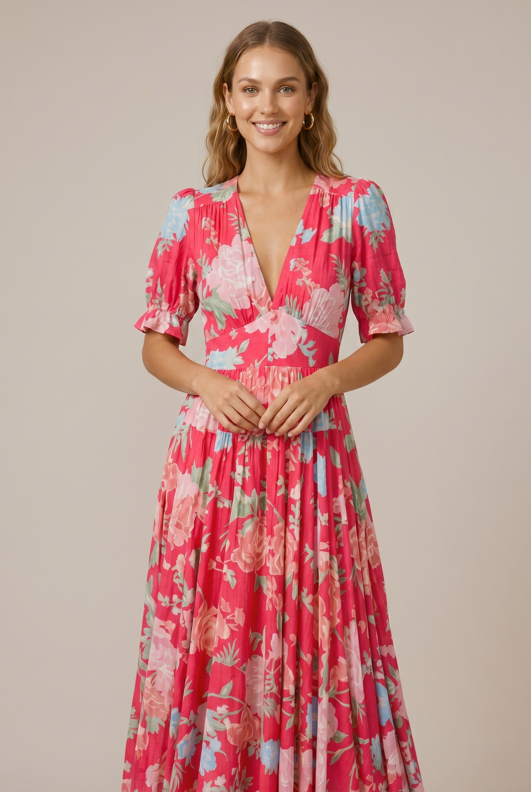 Seraphine | Romantic Floral Pleated Maxi Dress