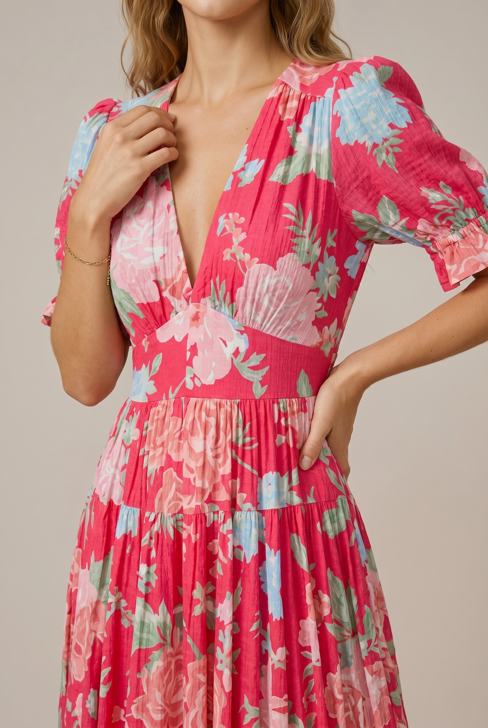 Seraphine | Romantic Floral Pleated Maxi Dress