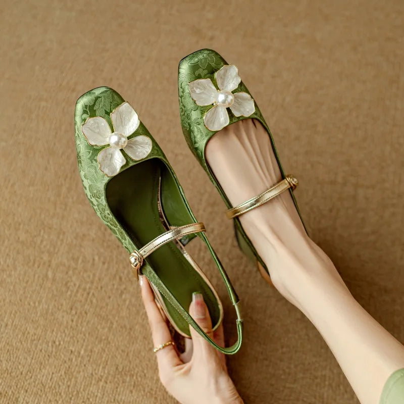 Evangeline | Elegant Floral Mary Jane Heels