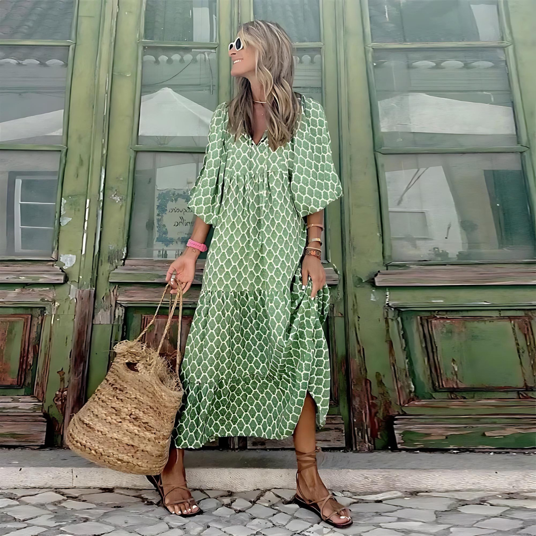 Cassia | Romantic Polka Dot Empire Maxi Dress