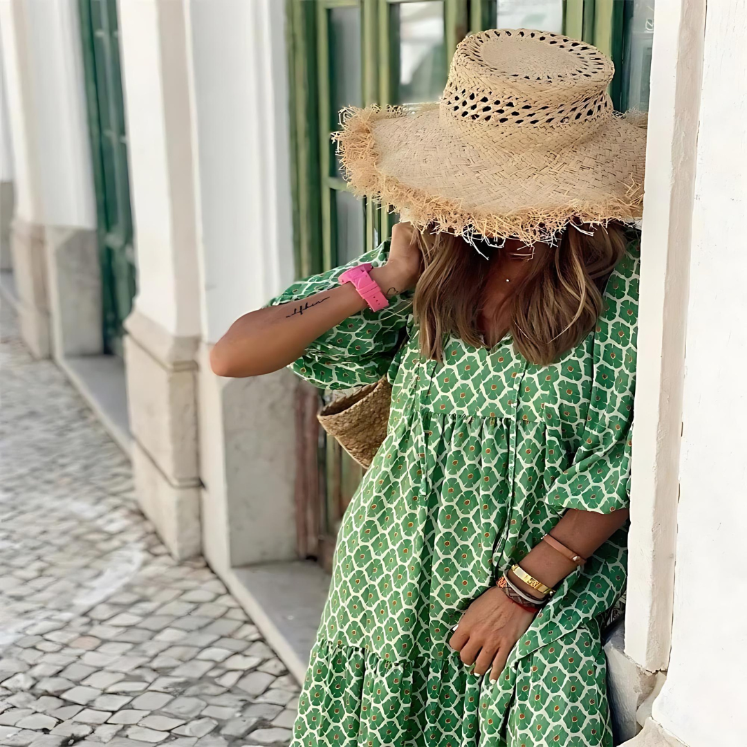 Cassia | Romantic Polka Dot Empire Maxi Dress