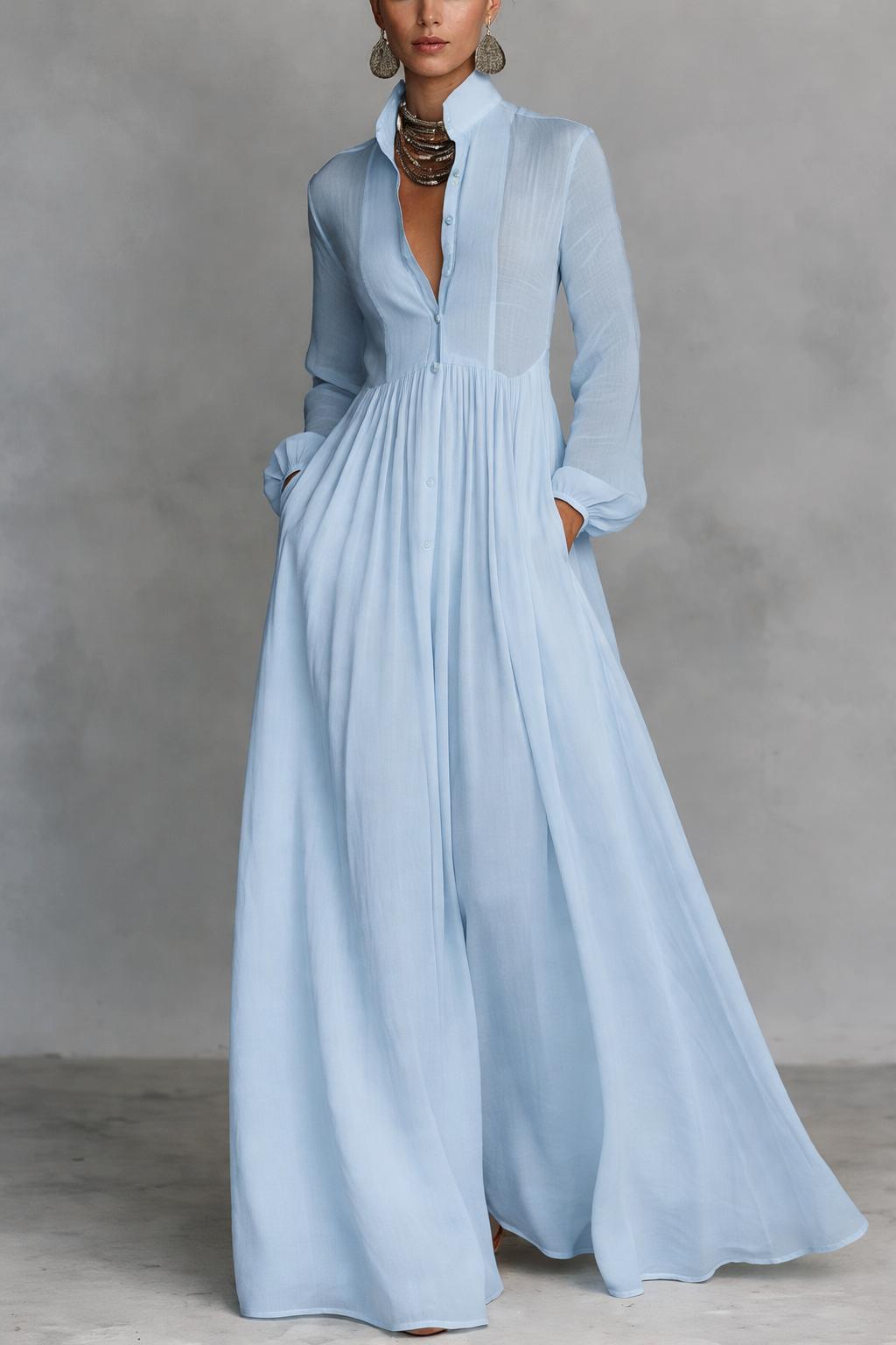 Brielle | Elegant Button Front Maxi Dress