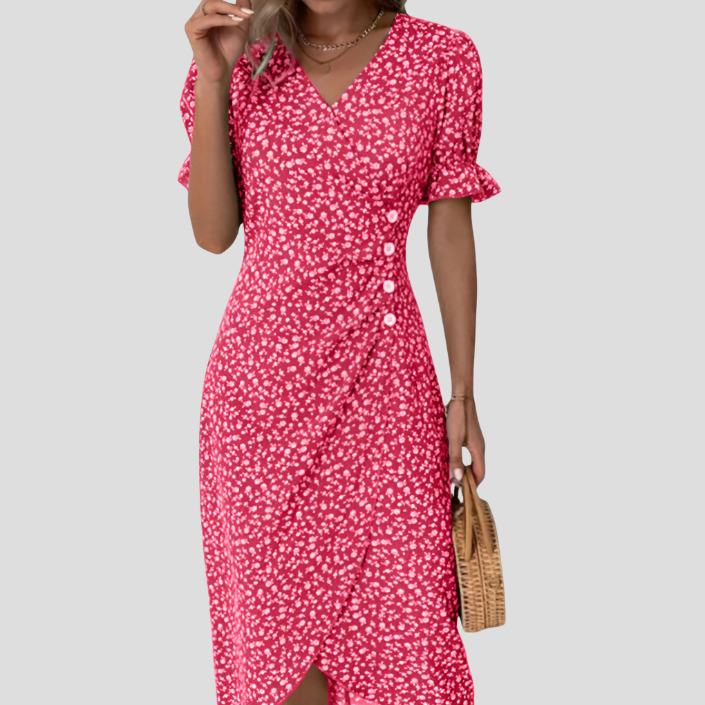 Delphine | Floral Wrap Midi Dress