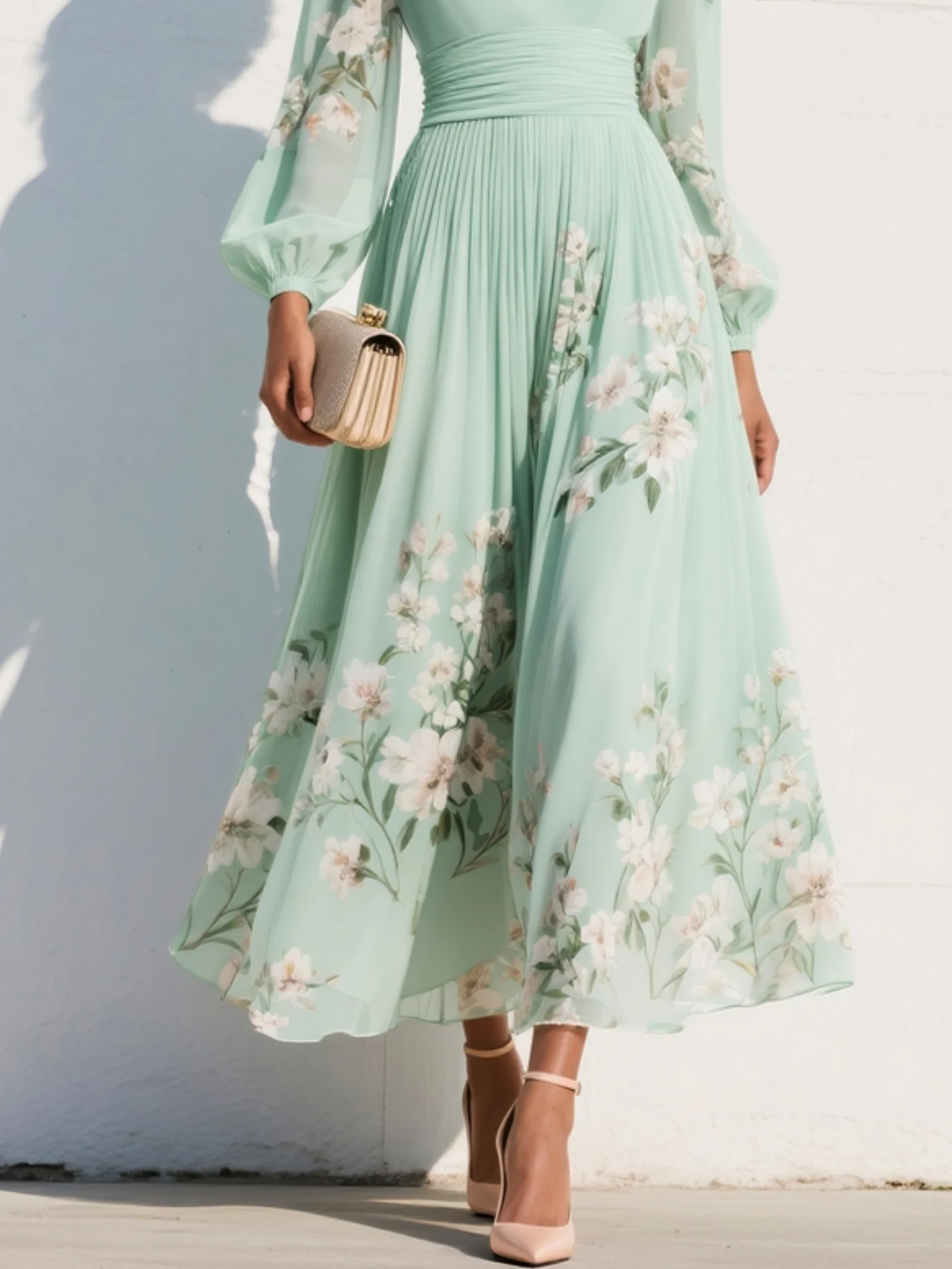 Rosalind | Floral Wrap Puff Sleeve Maxi Dress