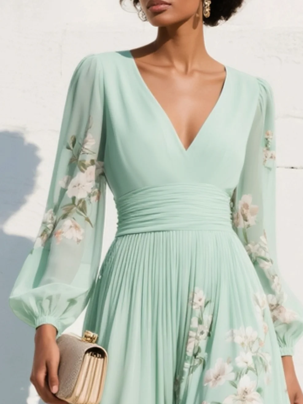Rosalind | Floral Wrap Puff Sleeve Maxi Dress