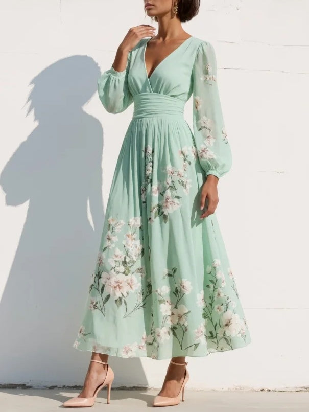 Rosalind | Floral Wrap Puff Sleeve Maxi Dress