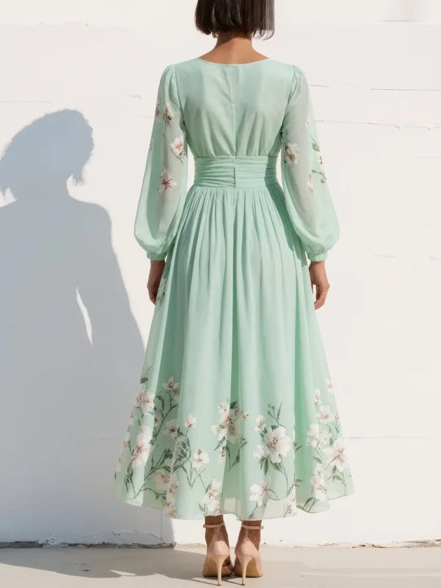 Rosalind | Floral Wrap Puff Sleeve Maxi Dress
