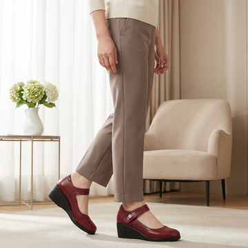 Marvelle | Comfort Fit Leather Wedge Mary Jane Heels