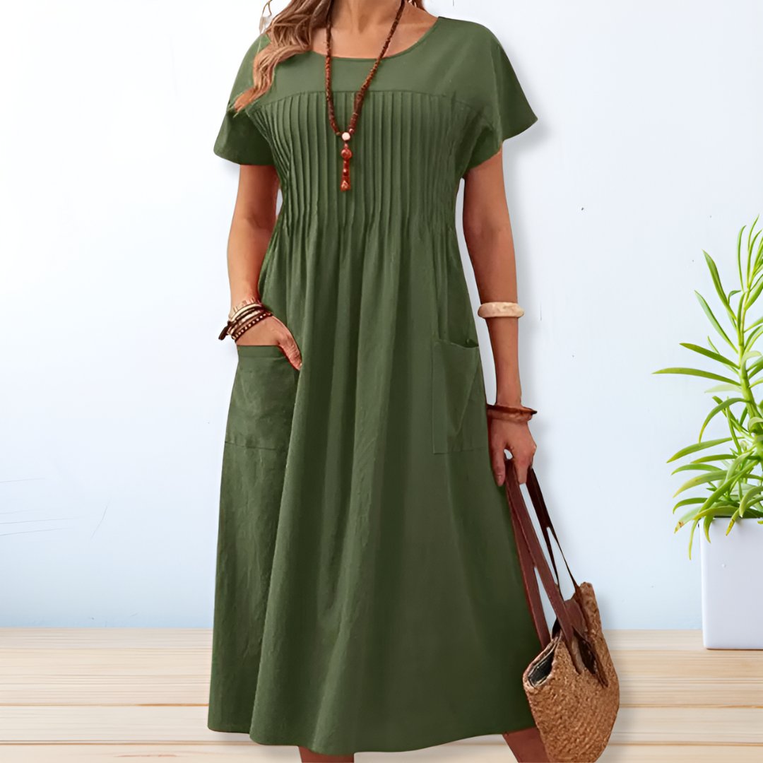 Cordelia | Casual Pleated Midi Dress