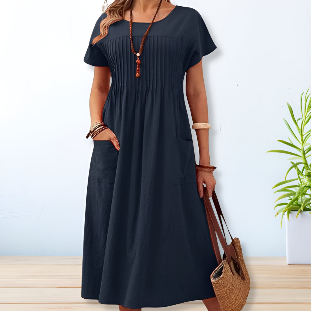 Cordelia | Casual Pleated Midi Dress
