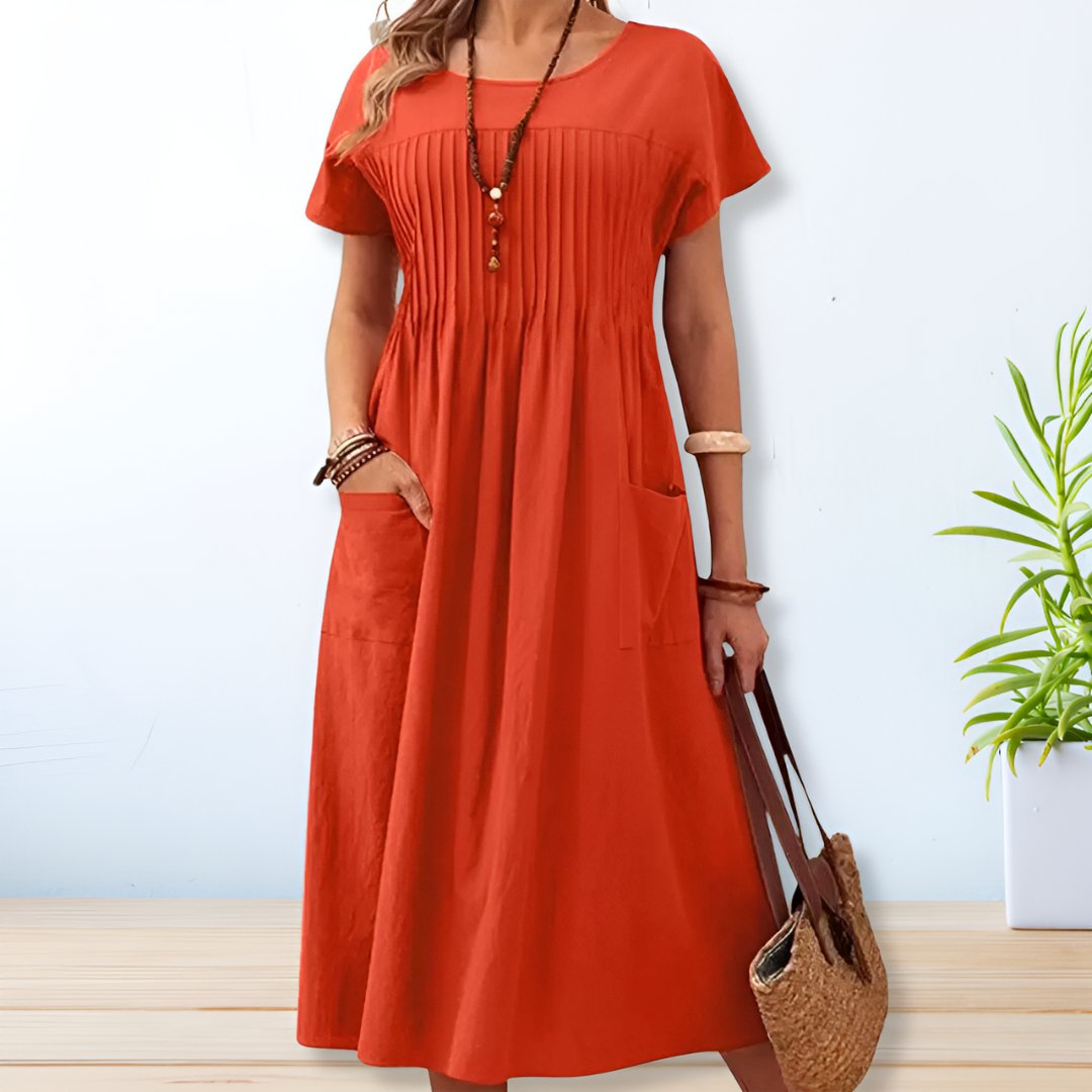 Cordelia | Casual Pleated Midi Dress
