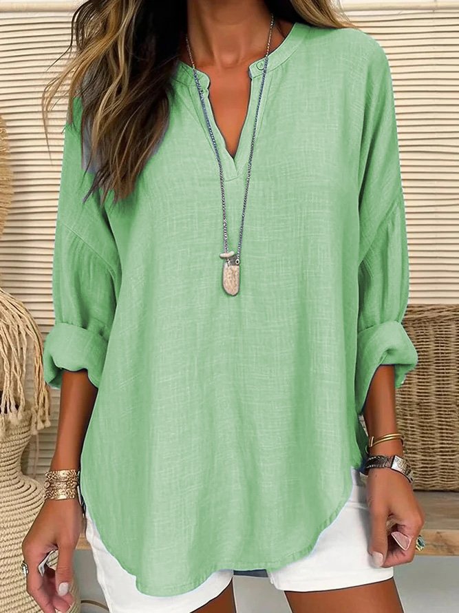 Ophelia | Casual Linen V-Neck Blouse