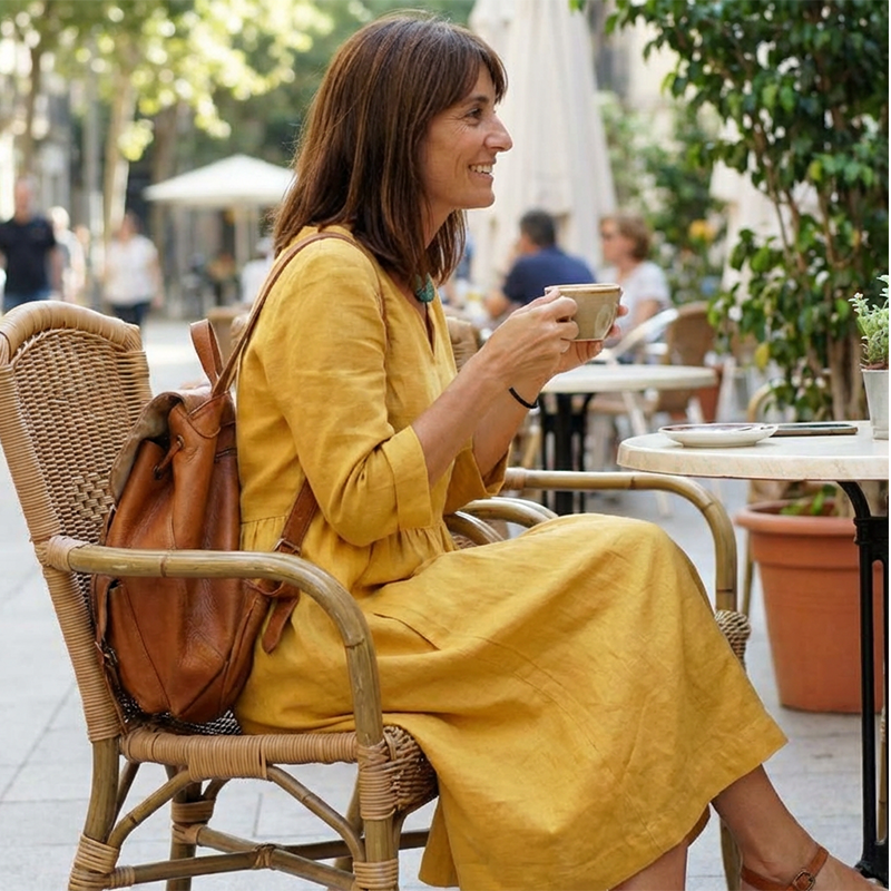 Marguerite | Elegant V-Neck Linen Midi Dress