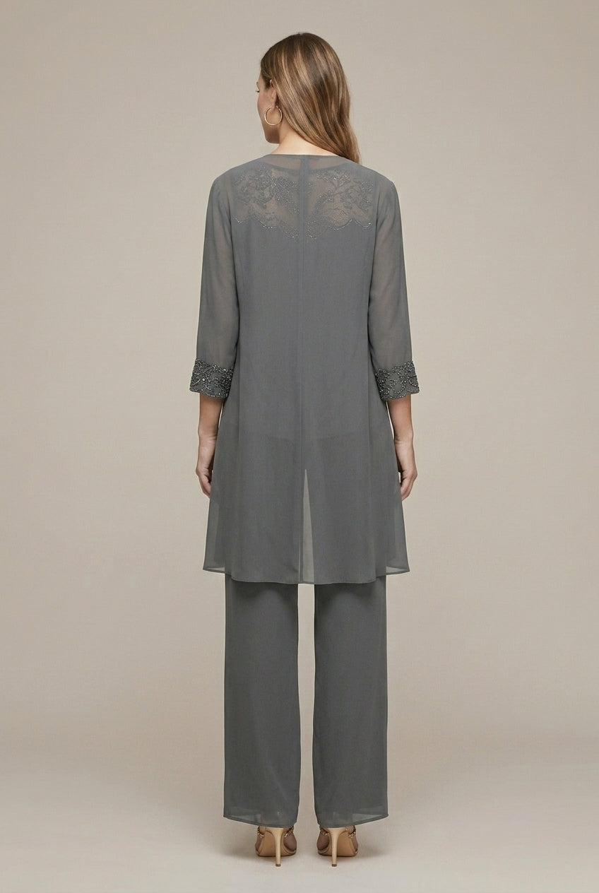 Rosalenne | Elegant Lace Illusion Three Piece Pants Suit