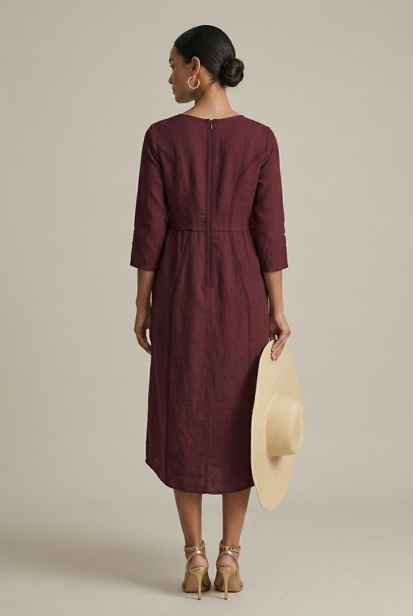 Evangeline | Effortless Linen Shirt Midi Dress