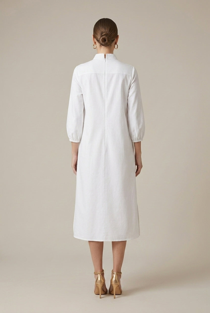 Ophelia | Elegant Oversized Puff Sleeve Midi Dress