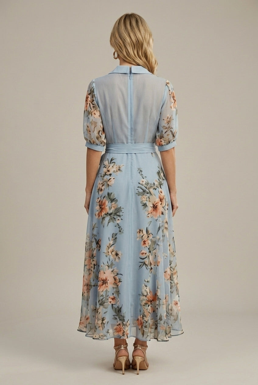 Belvaine | Romantic Floral Wrap Maxi Dress