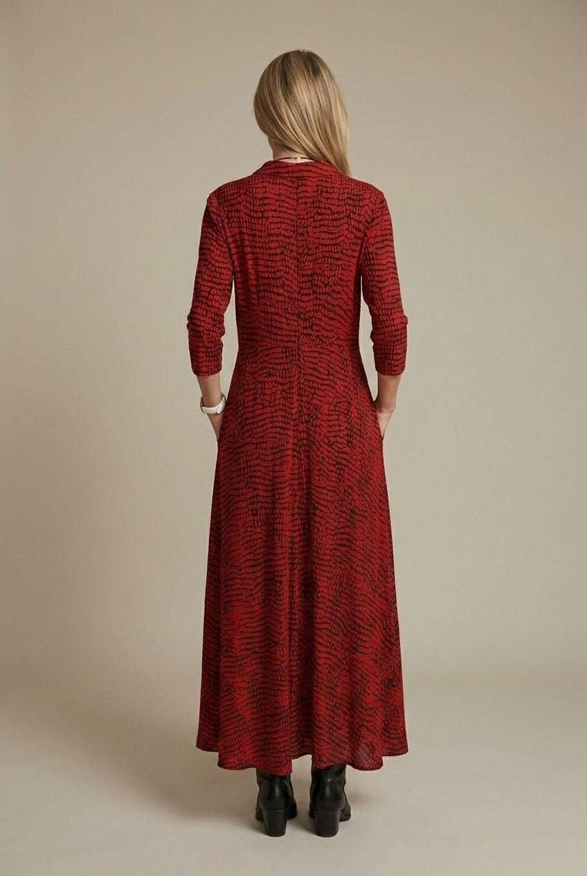 Vivienne | Elegant Dotted Shirt Maxi Dress