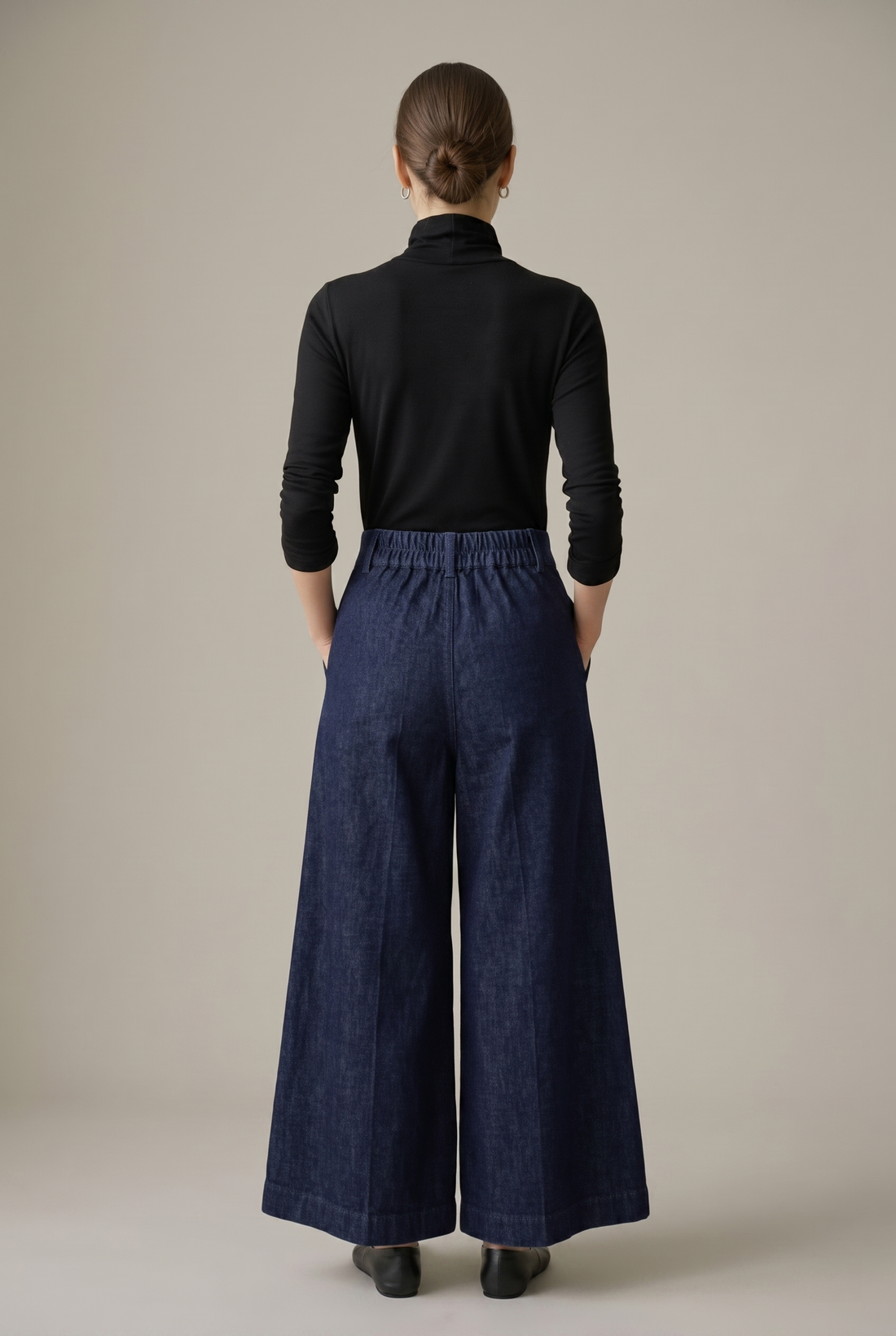 Evangeline | Elegant Dark Blue Denim Palazzo Pants