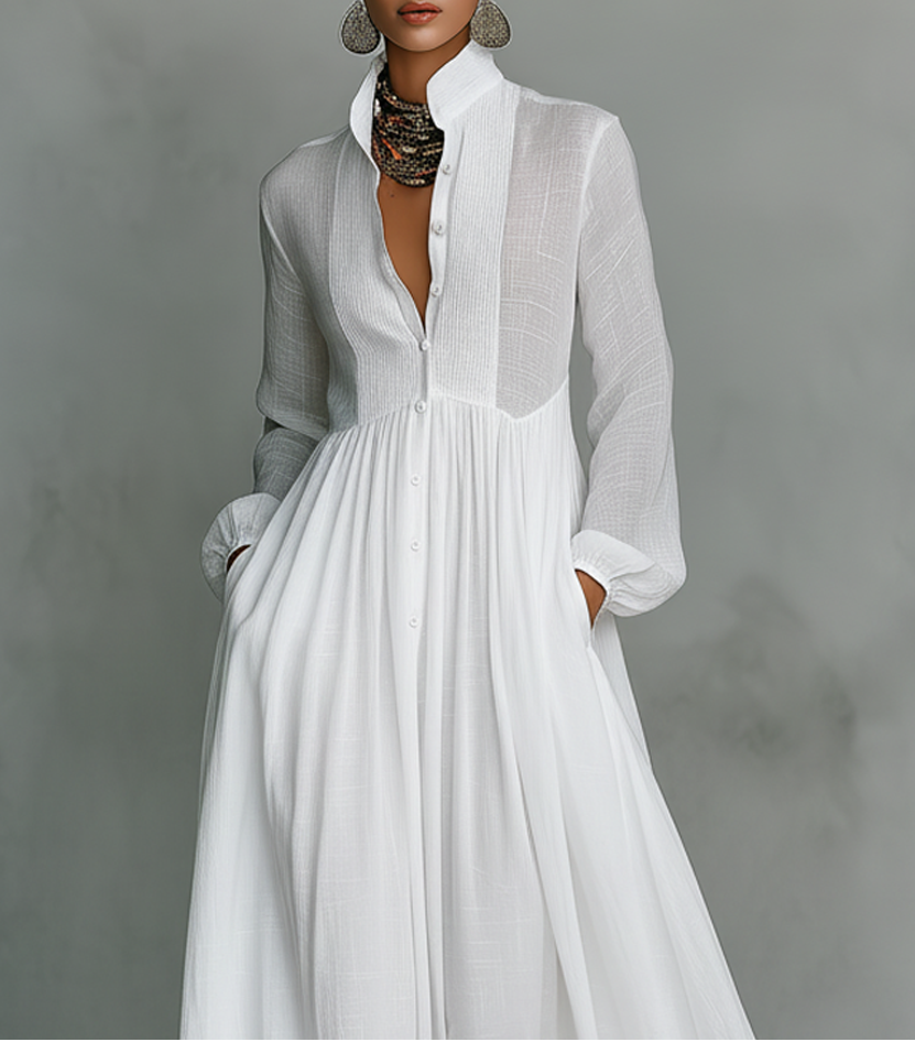 Brielle | Elegant Button Front Maxi Dress