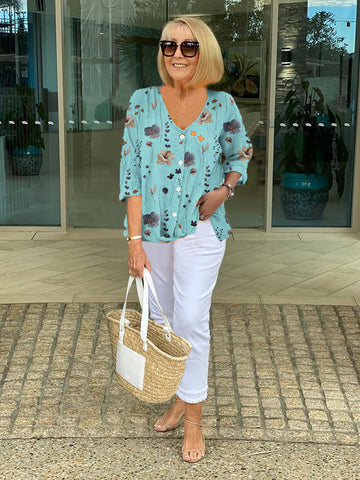 Mirabelle | Floral Print V-Neck Blouse