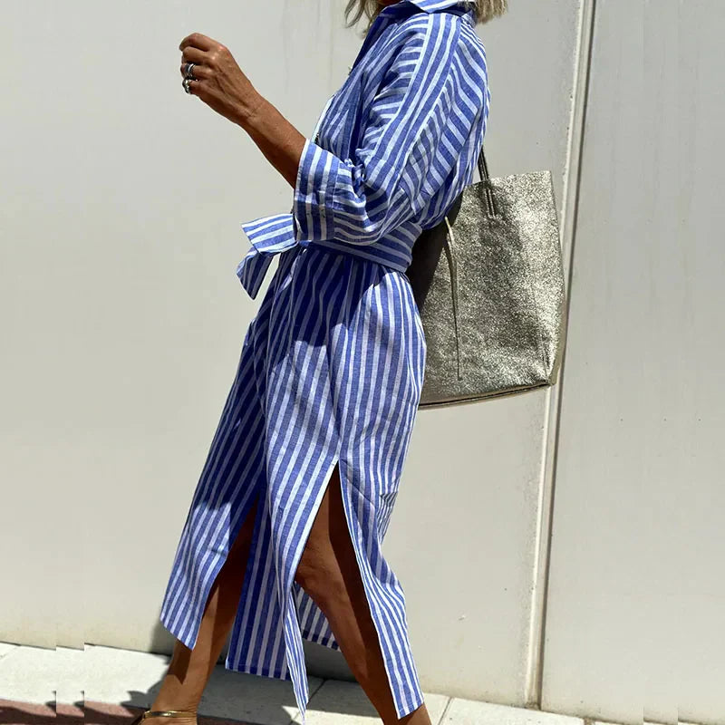 Ophelia | Classic Striped Midi Dress