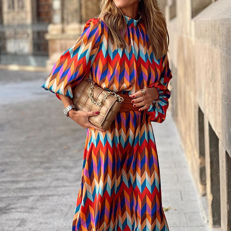 Vivienne | Elegant Long Sleeve Pleated Midi Dress
