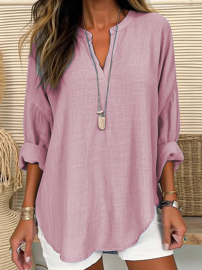 Ophelia | Casual Linen V-Neck Blouse