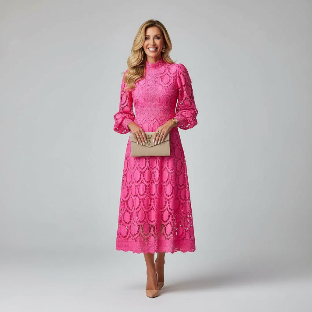 Evangeline | Elegant Lace Midi Dress