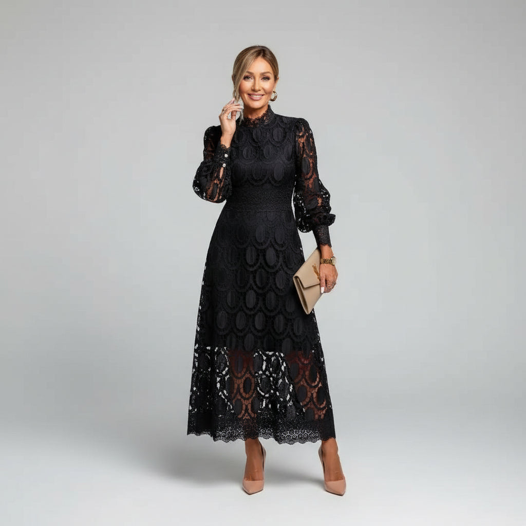 Evangeline | Elegant Lace Midi Dress