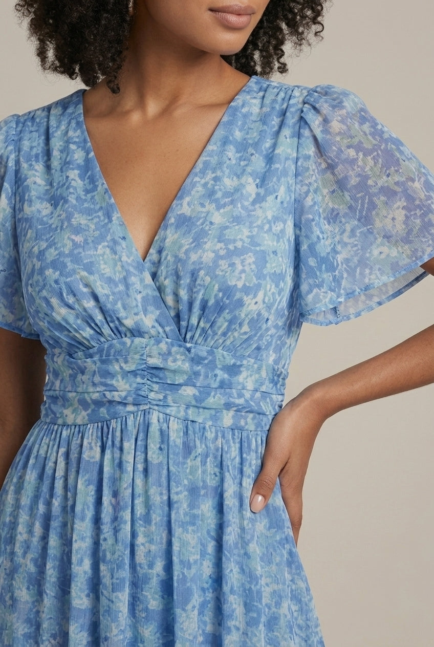 Ophelia | Romantic Floral Wrap Midi Dress