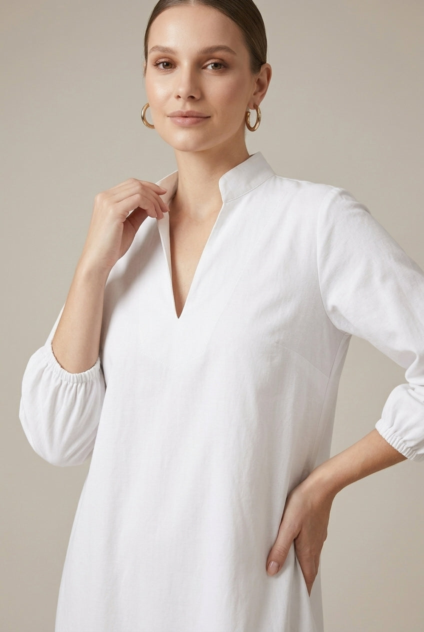 Ophelia | Elegant Oversized Puff Sleeve Midi Dress
