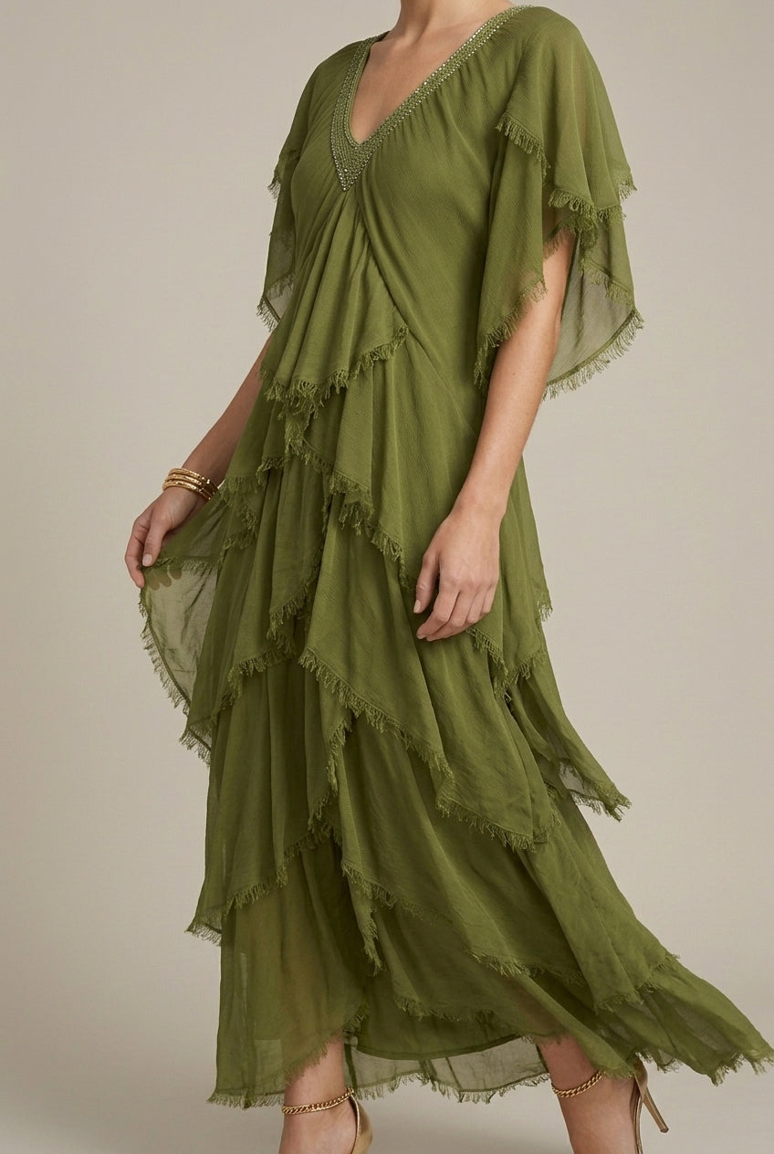 Celestina | Elegant Tiered Ruffle Maxi Dress