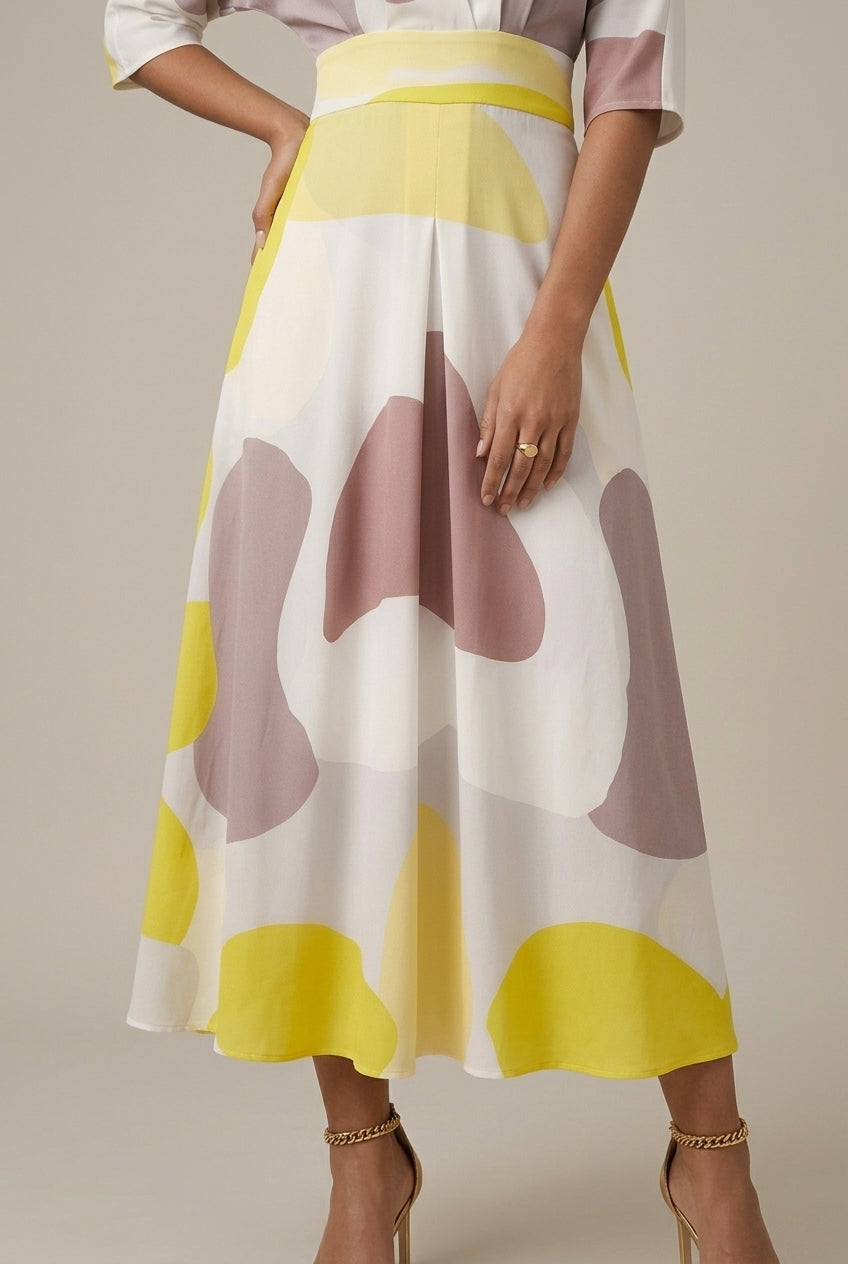 Delphine | Elegant Abstract Print Maxi Dress