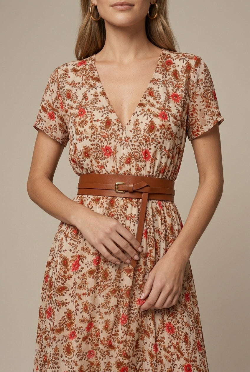 Calindra | Boho Floral Maxi Wrap Dress