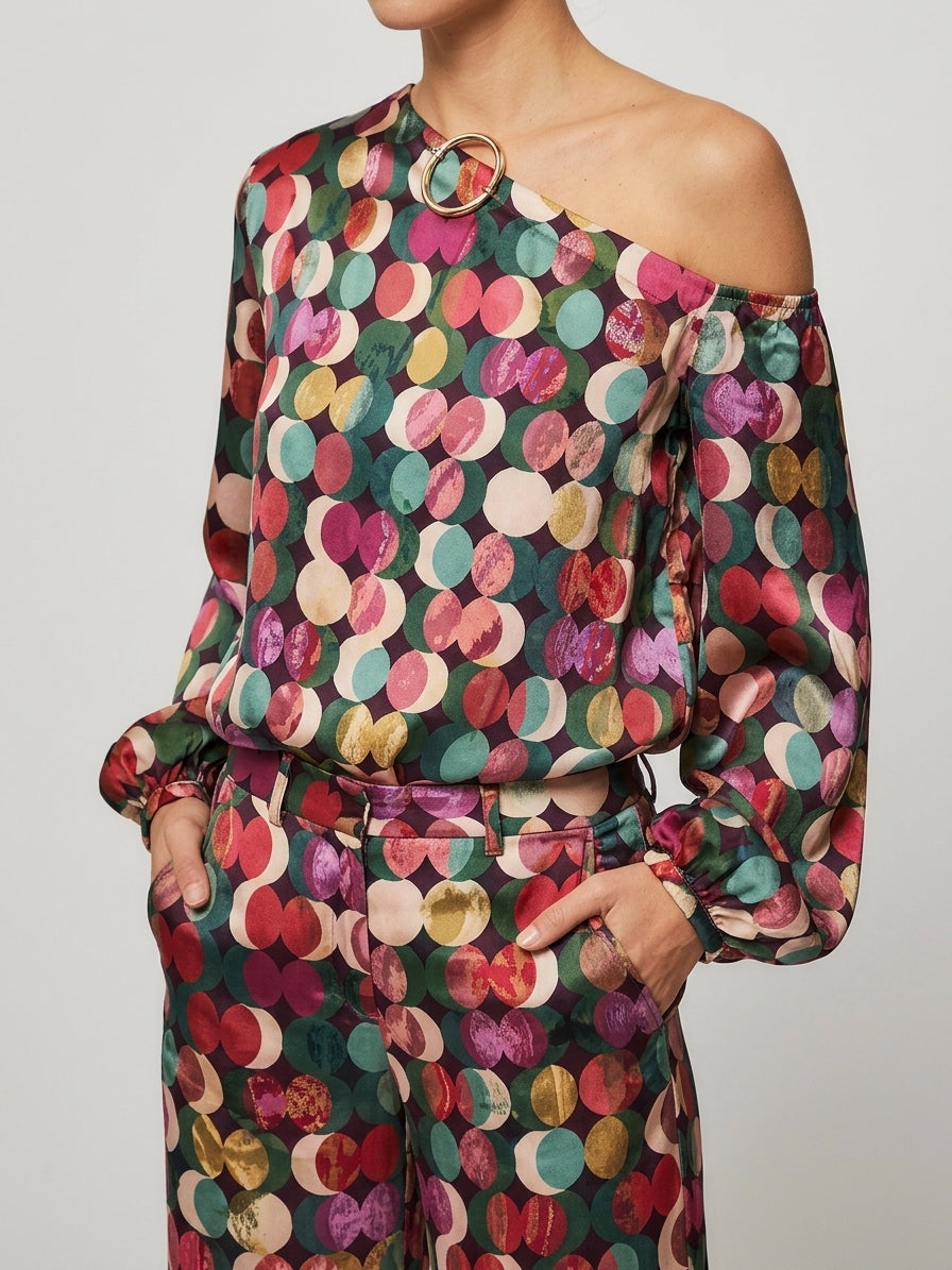 Ameliana | Elegant Polka Dot Off Shoulder Going Out Set