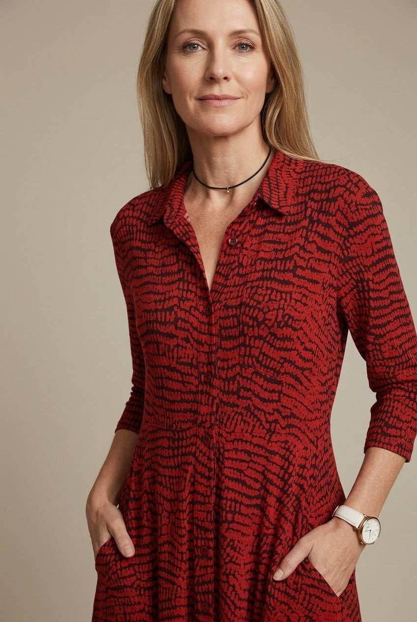 Vivienne | Elegant Dotted Shirt Maxi Dress