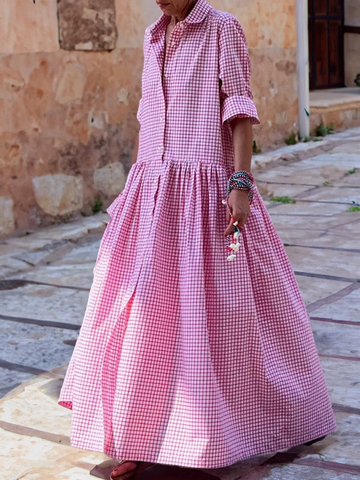 Isadora | Elegant Gingham Tiered Maxi Dress