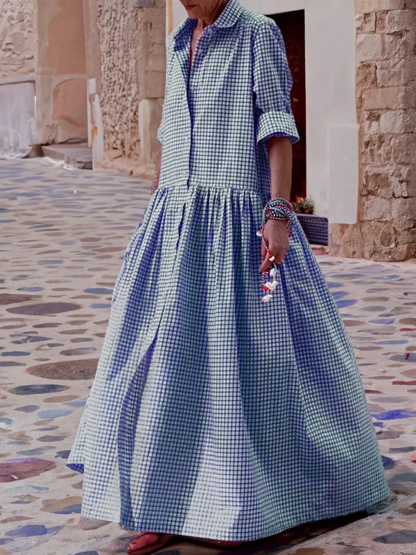 Isadora | Elegant Gingham Tiered Maxi Dress