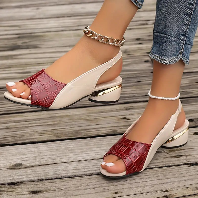 Cordelia | Elegant Croc Embossed Slingback Block Heels