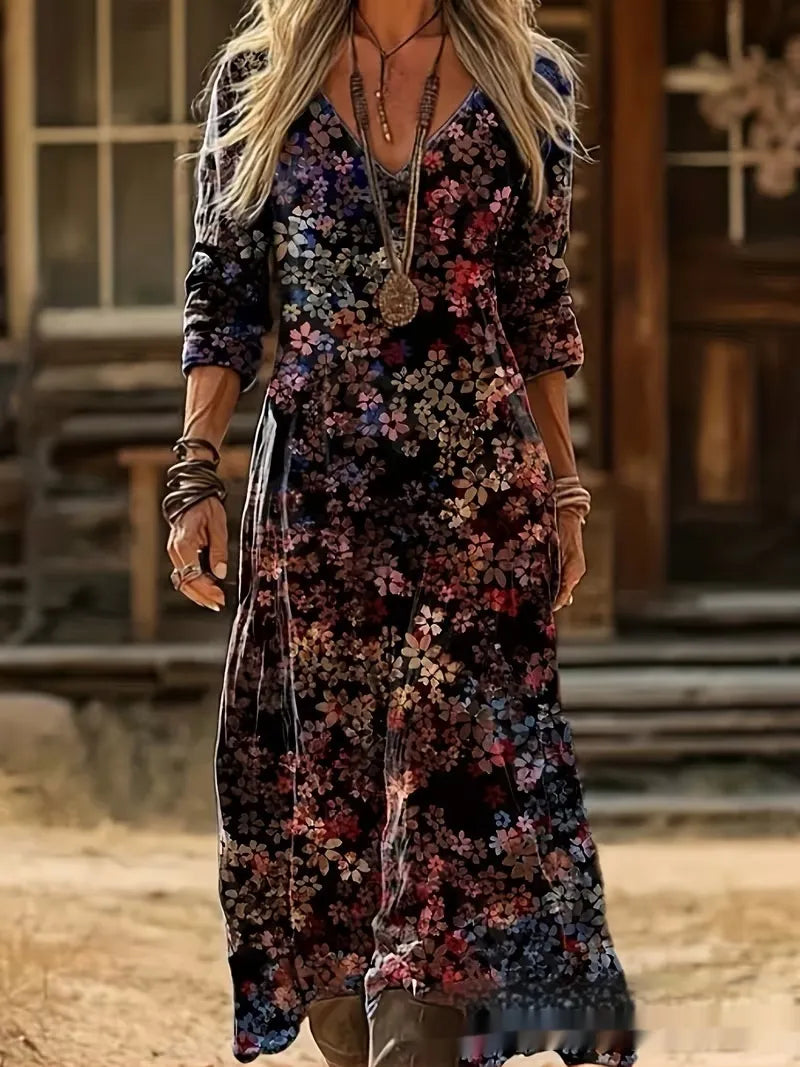 Auriana | Elegant Tie-Dye Striped Wrap Maxi Dress