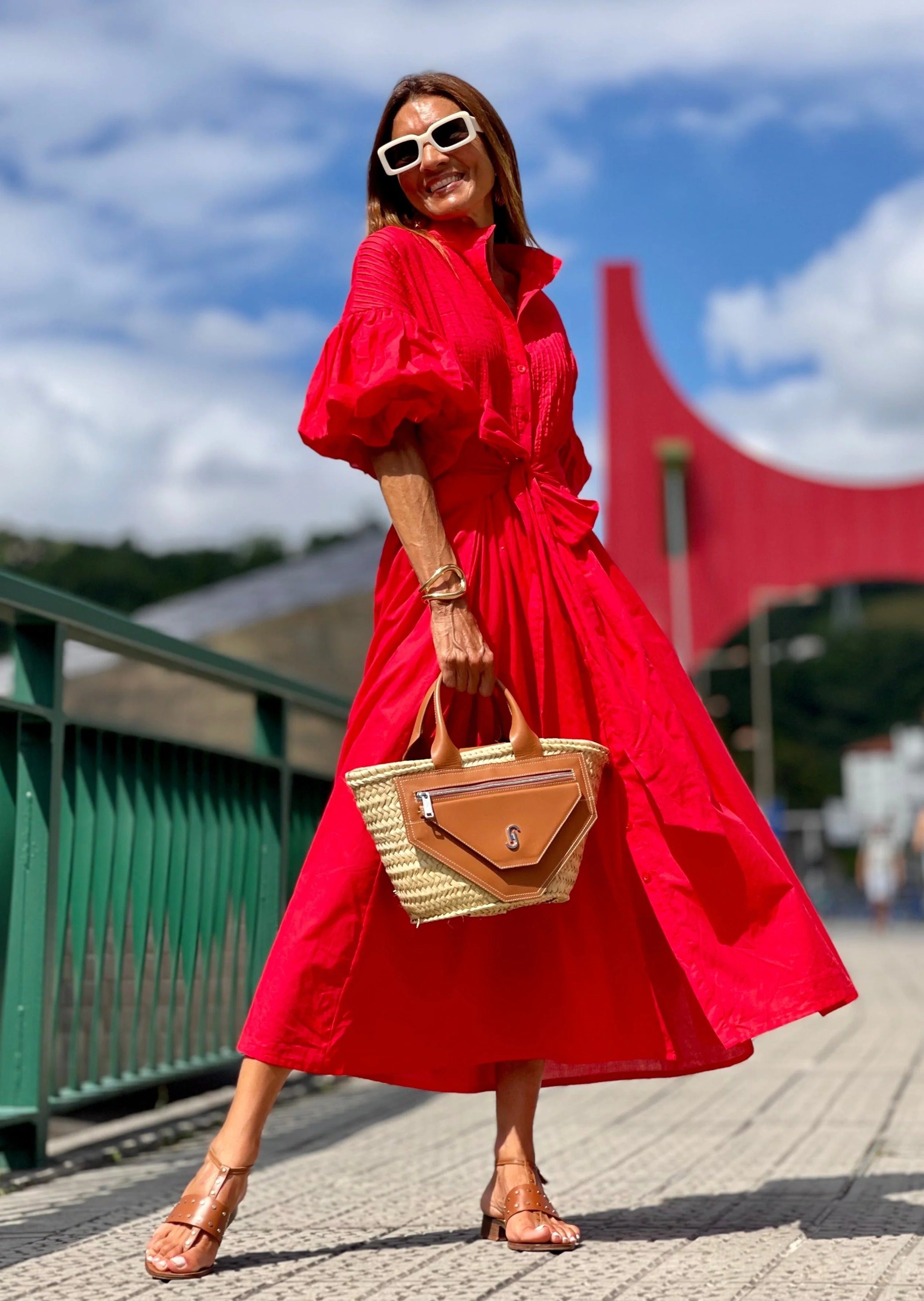 Cassandra | Elegant Puff Sleeve Button Front Maxi Dress