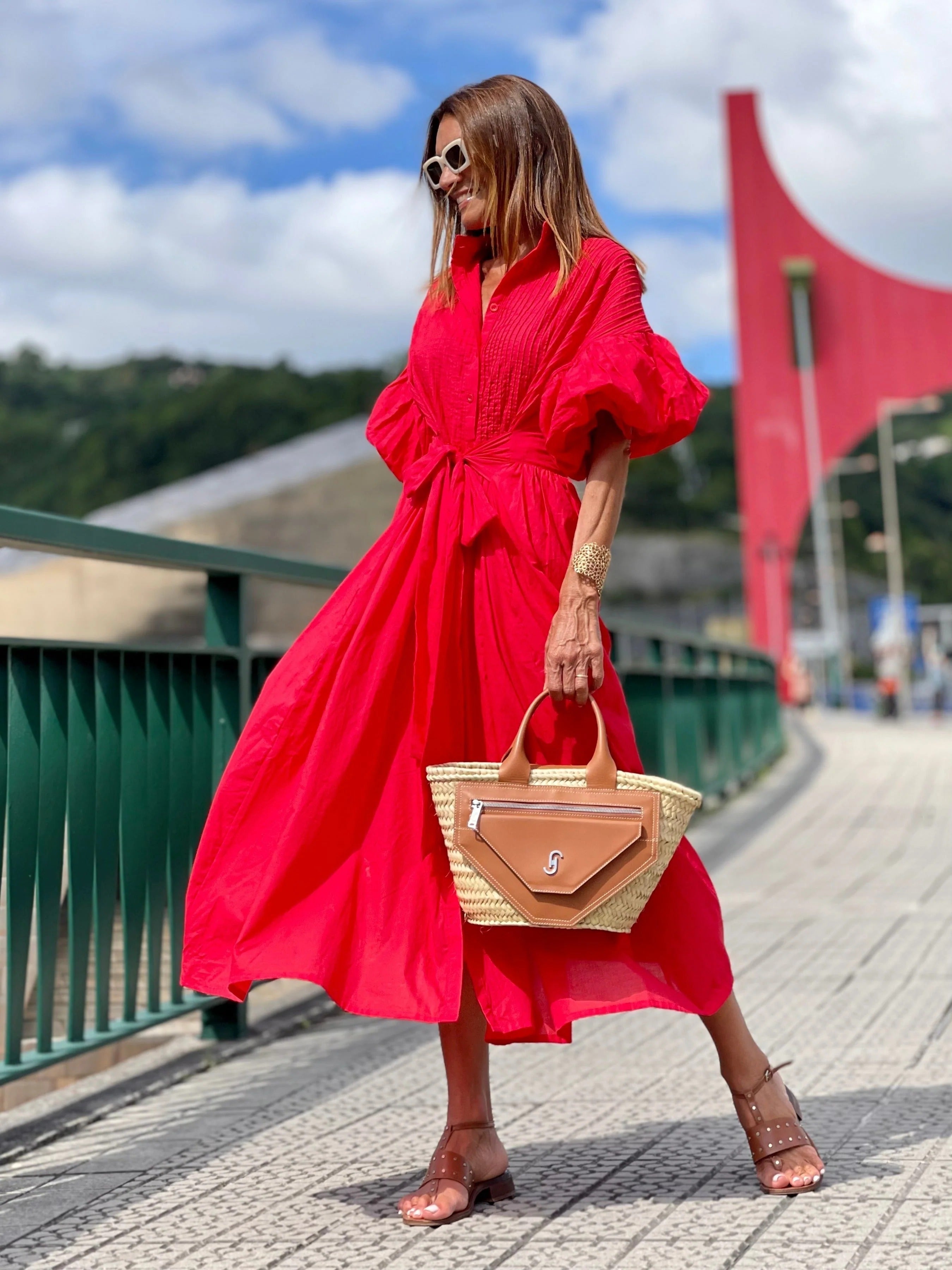Cassandra | Elegant Puff Sleeve Button Front Maxi Dress