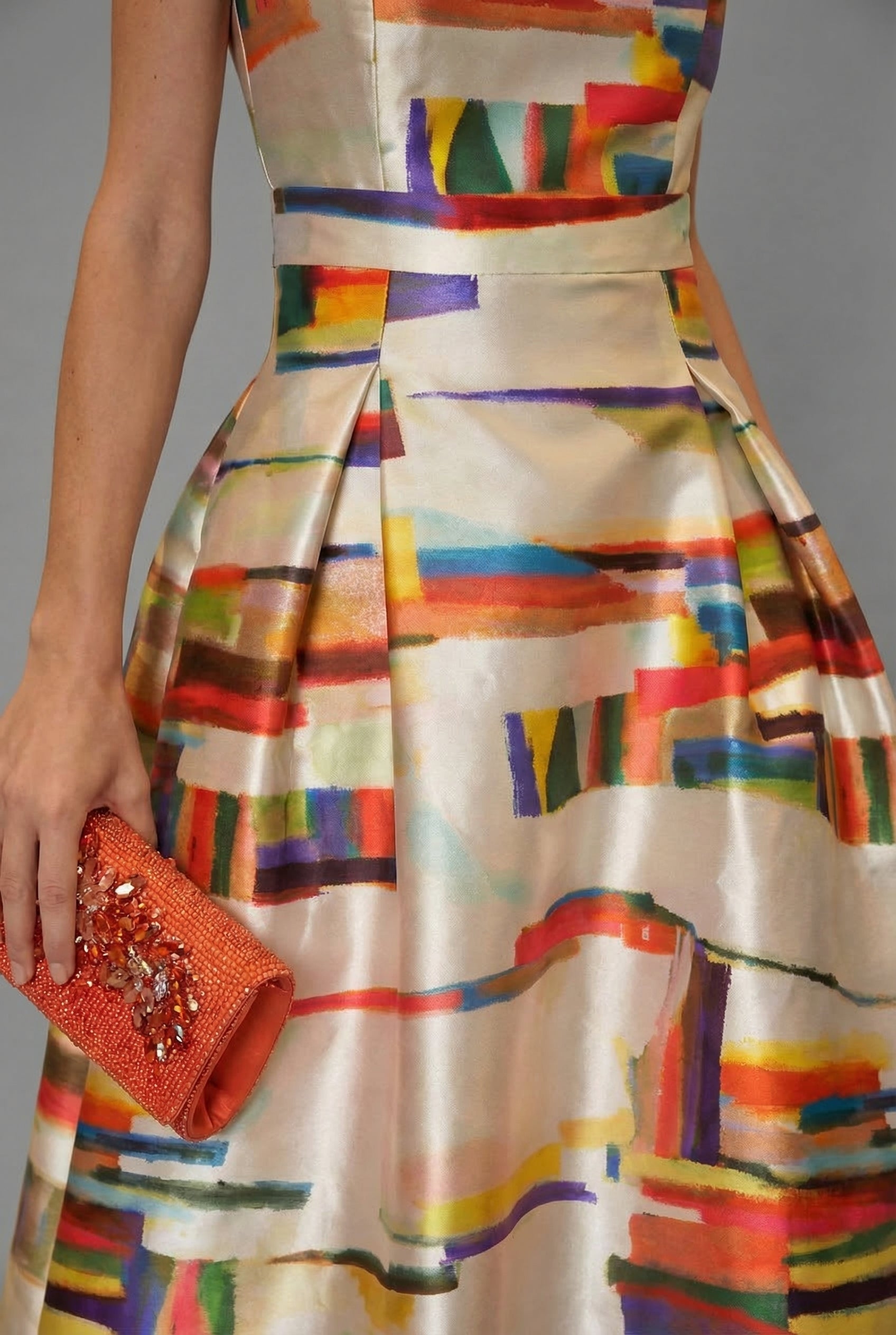 Ophelia | Abstract Geometric Satin Maxi Dress