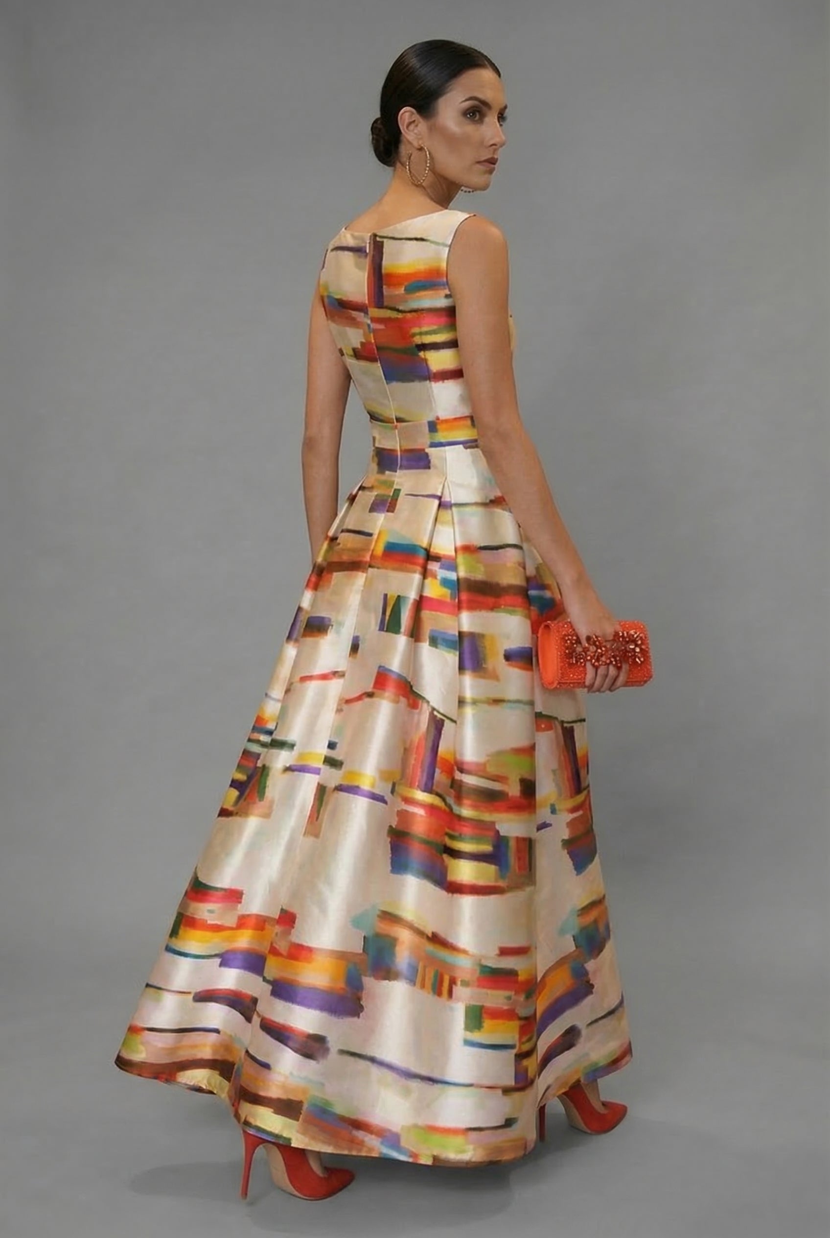 Ophelia | Abstract Geometric Satin Maxi Dress