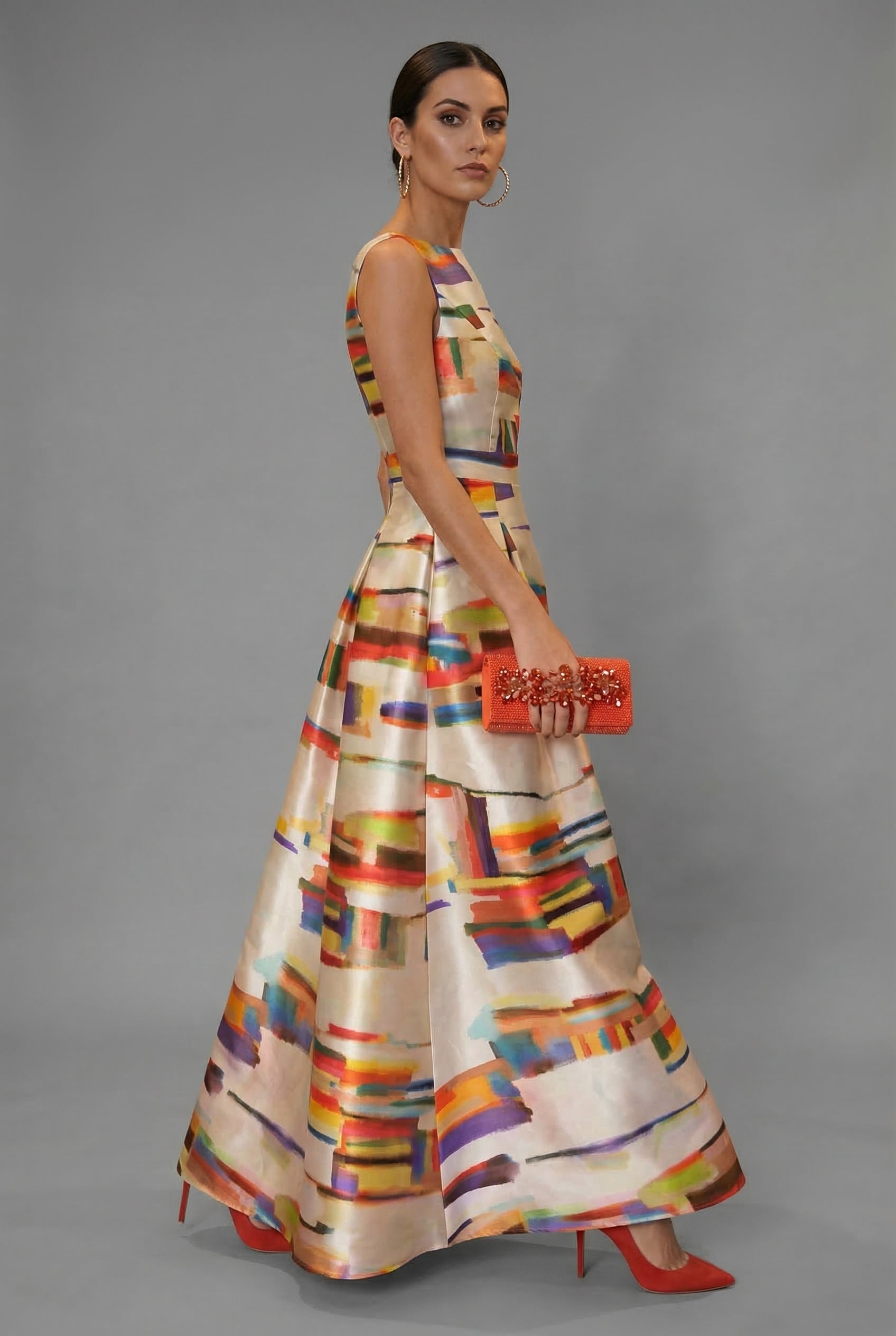 Ophelia | Abstract Geometric Satin Maxi Dress