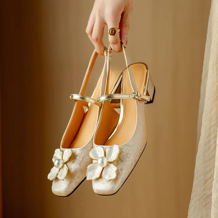 Evangeline | Elegant Floral Mary Jane Heels